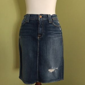 7 For All Mankind Distressed Denim Skirt